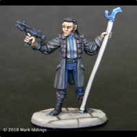 Elf Combat Mage with Staff and Gun